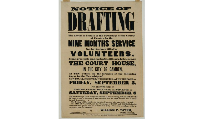 A notice informing men of the draft. Image courtesy of the Library of Congress.