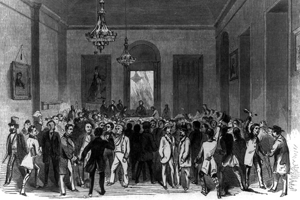 Illustration of the "Fire-Eaters" meeting in Charleston, South Carolina. Originally published in Harper's Weekly. Courtesy of the Library of Congress.