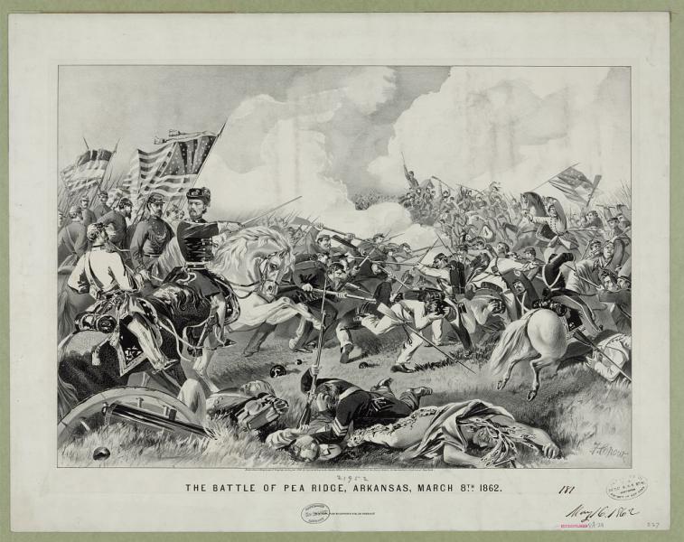 Currier & Ives portrait of the Battle of Pea Ridge. Courtesy of the Library of Congress.