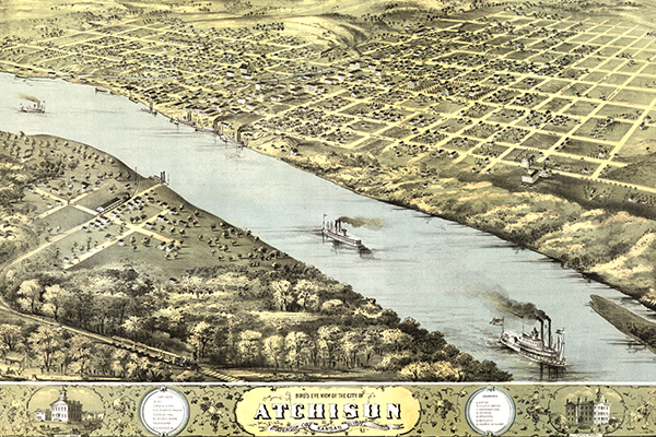 Bird's eye view of Atchison, Kansas. Courtesy of the Library of Congress.