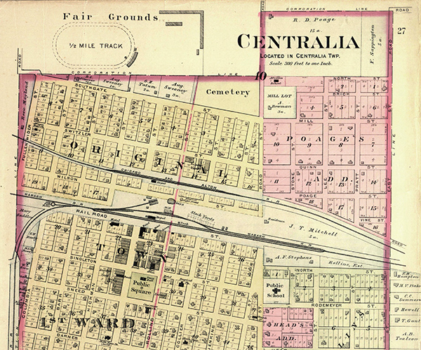 1898 plat of Centralia, Missouri. Courtesy of the State Historical Society of Missouri - Columbia.