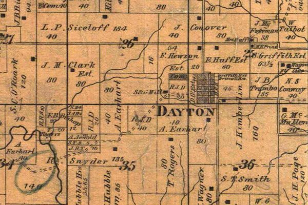1877 plat of Dayton, Missouri. Courtesy of the State Historical Society of Missouri - Columbia.