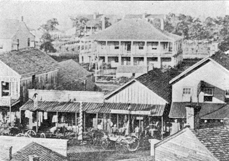 1863 photograph of Market Street with hospital in background; Fort Scott, Kansas. Courtesy of the Kansas Historical Society.