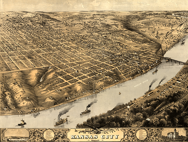 Kansas City, Missouri, shortly after the end of the Civil War. Image courtesy of the Library of Congress.