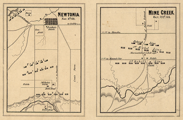 The Newtonia and Mine Creek battlefields. Courtesy of the Library of Congress.