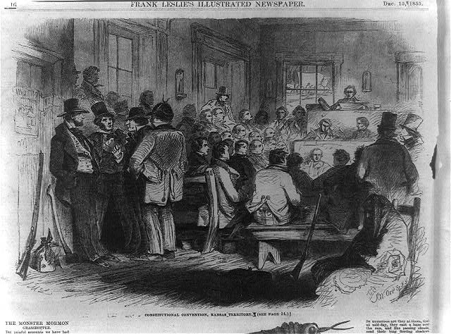 Illustration of the Topeka Constitutional Convention from the December 15, 1855, issue of Frank Leslie's Illustrated Newspaper. Courtesy of the Library of Congress.