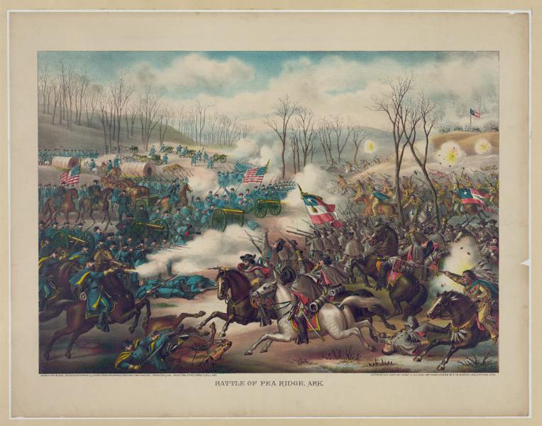 Portrait of the Battle of Pea Ridge, where Samuel Curtis led the Army of the Southwest to victory. Image courtesy of the Library of Congress.