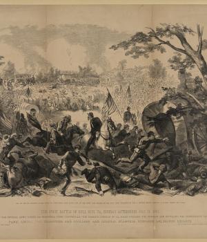 Illustration of the aftermath of the First Battle of Bull Run on July 21, 1861.