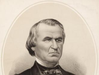 Lithograph of Andrew Johnson, circa 1865.
