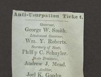 Ballot cast in the January 4, 1858 election in Kansas Territory