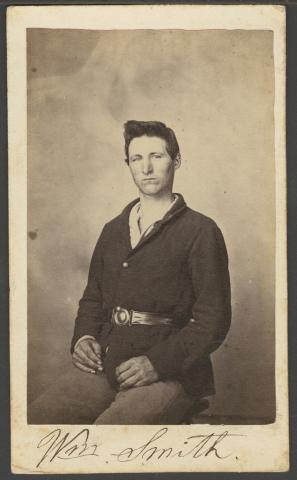 This carte de visite depicts William Smith, who served in the Fifth Kansas Volunteer Cavalry. 