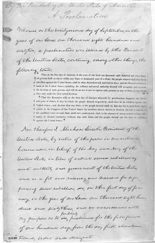 Photograph of President Lincoln's handwritten draft of the final Emancipation Proclamation